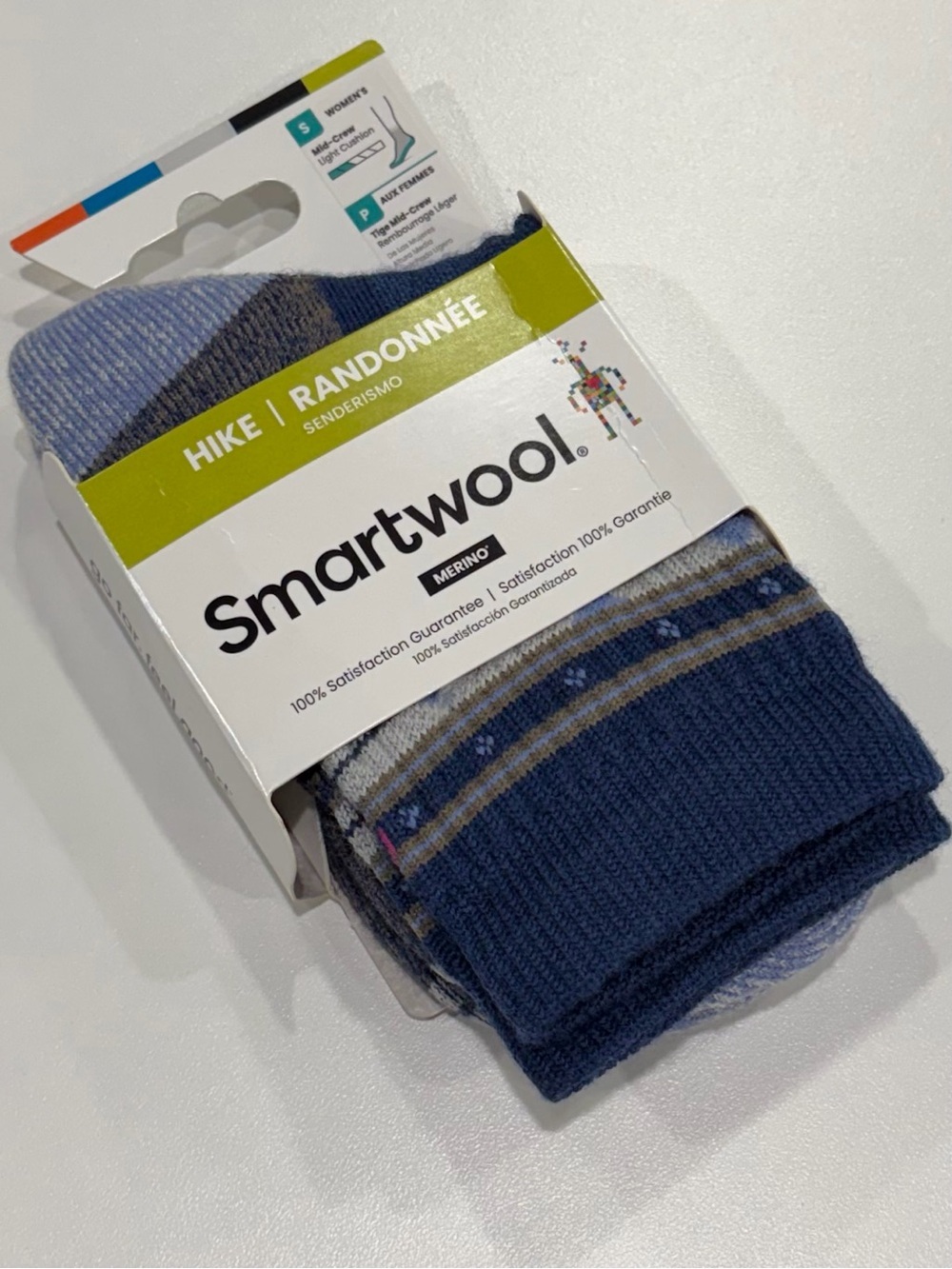 SmartWool Women's Small Zig Zag Valley Light Cushion Hiking Socks Crew Blue NWT